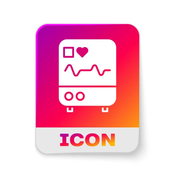 Monitor Ordenador Blanco Con Icono Cardiograma Aislado Sobre Fondo Blanco — Vector de stock