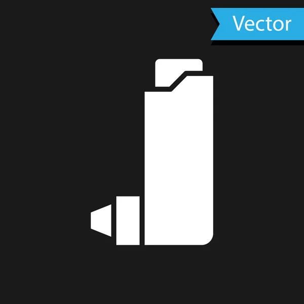 Icône Inhalateur Blanc Isolé Sur Fond Noir Respirez Pour Soulager — Image vectorielle