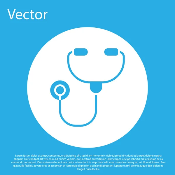 Blue Stethoscope Medisch Instrument Icoon Geïsoleerd Blauwe Achtergrond Witte Cirkel — Stockvector