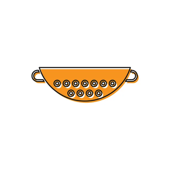 Orange Kitchen Colander Icon Isolated White Background Cooking Utensil Cutlery — Stock Vector