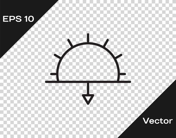 Schwarze Linie Sonnenuntergang Symbol Isoliert Auf Transparentem Hintergrund Vektorillustration — Stockvektor