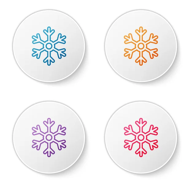 Farblinie Schneeflockensymbol Isoliert Auf Weißem Hintergrund Setzen Sie Symbole Kreis — Stockvektor