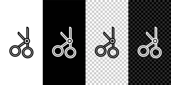 Set Line Medical Scissors Icon Isoliert Auf Schwarzem Und Weißem — Stockvektor