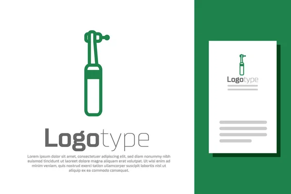 Ligne Verte Icône Forage Dentaire Isolé Sur Fond Blanc Pièce — Image vectorielle
