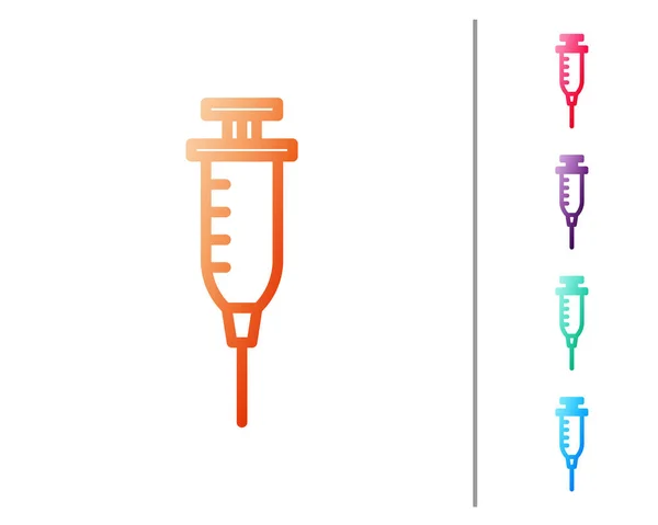 红线注射器图标隔离在白色背景 疫苗注射器 注射器 流感疫苗 医疗设备 设置彩色图标 病媒图解 — 图库矢量图片