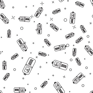 Siyah çizgi cüzdan simgesi beyaz arkaplanda kusursuz desen izole etti. Çanta ikonu. Nakit tasarruf sembolü. Vektör İllüstrasyonu