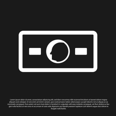 Siyah kağıt para nakit ikonu siyah arka planda izole. Para desteleri. Para birimi. Vektör İllüstrasyonu