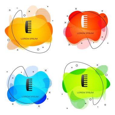 Beyaz arkaplanda siyah saç fırçası simgesi izole edildi. Taraklı saç işareti. Berber sembolü. Sıvı şekilli soyut pankart. Vektör İllüstrasyonu