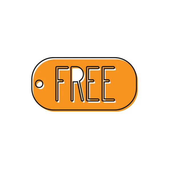 Orange Price Tag Inscription Free Icon Isolated White Background Badge — Stock Vector