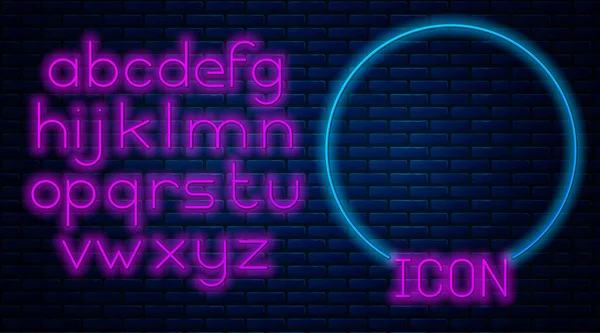 Gloeiende Neon Scheermes Pictogram Geïsoleerd Baksteen Muur Achtergrond Neon Licht — Stockvector