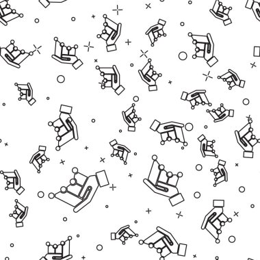 Siyah çizgi pasta grafiği ikonu beyaz arkaplanda izole edilmiş kusursuz desen. Diyagram çizelgesi. Vektör İllüstrasyonu