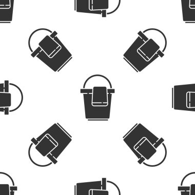 Gri Kova, beyaz arka planda izole edilmiş paçavra simgesi var. Temizlik hizmeti konsepti. Vektör İllüstrasyonu