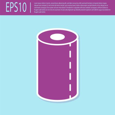 Turkuaz arka planda izole edilmiş mor kağıt havlu rulo ikonu. Vektör İllüstrasyonu