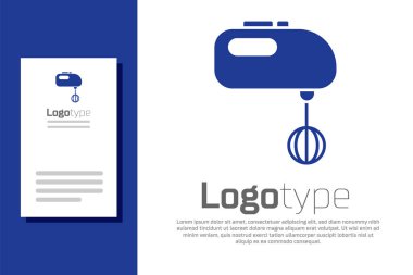 Blue Electric mixer icon isolated on white background. Kitchen blender. Logo design template element. Vector Illustration