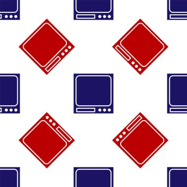 Mavi ve kırmızı elektronik ölçekli ikon beyaz arka planda izole edilmiş pürüzsüz desen. Ağırlık ölçüm aletleri. Vektör İllüstrasyonu