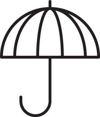 Beyaz arkaplanda izole edilmiş, siyah çizgi klasik, zarif, açık şemsiye simgesi. Yağmur koruma sembolü. Vektör İllüstrasyonu