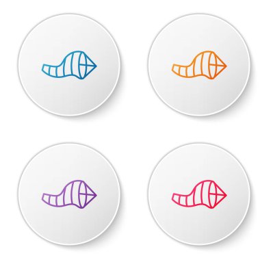 Renkli koni konisi meteoroloji rüzgar gülü ikonu beyaz arka planda izole edilmiş. Rüzgâr Sock rüzgarın yönünü ve gücünü gösteriyor. Simgeleri daire düğmelerine ayır. Vektör İllüstrasyonu