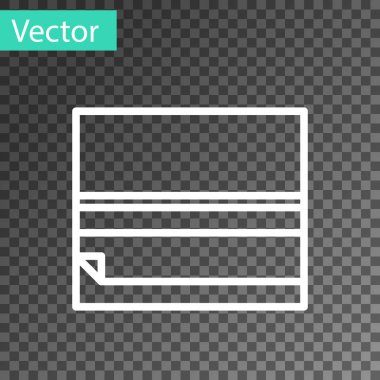 Beyaz çizgi yuvarlanan kağıt simgesi şeffaf arkaplanda izole edildi. Vektör İllüstrasyonu