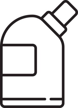 Çamaşır deterjanı, çamaşır suyu, bulaşık deterjanı ya da beyaz arka planda izole edilmiş başka bir temizlik maddesi simgesi için siyah çizgi plastik şişeler. Vektör İllüstrasyonu