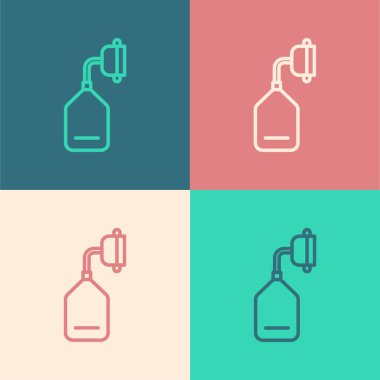 Pop Art Line Tıbbi Oksijen Maskesi simgesi renk arkaplanında izole edildi. Vektör İllüstrasyonu