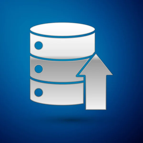 Silver Server Data Web Hosting Icono Aislado Sobre Fondo Azul — Vector de stock