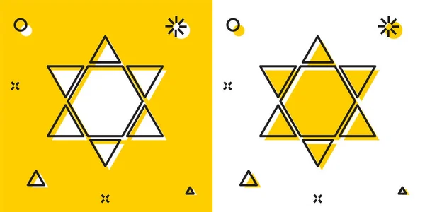 데이비드의 아이콘은 노란색 배경에서 분리되었다 종교의 이스라엘의 무작위 사기적 — 스톡 벡터