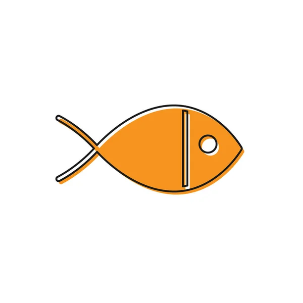 Orange Christian Fisk Symbol Ikon Isolerad Vit Bakgrund Jesus Fisksymbol — Stock vektor