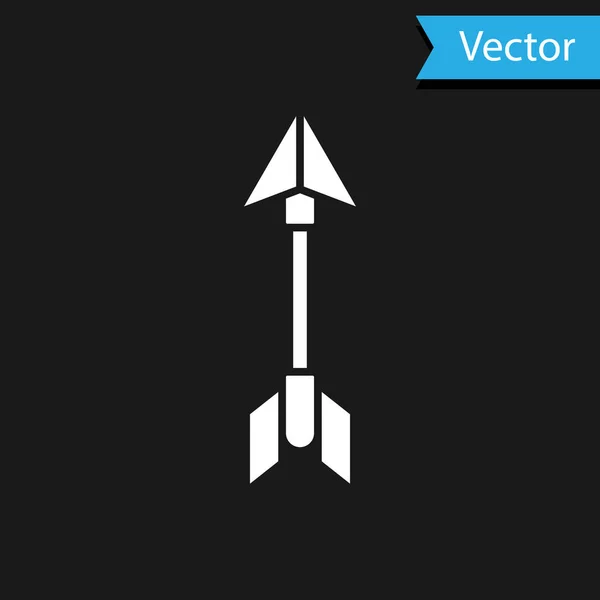 Icono Flecha Hipster Blanco Aislado Sobre Fondo Negro Ilustración Vectorial — Vector de stock