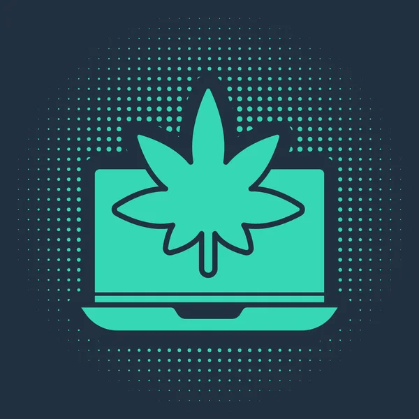 Green Laptop Marihuana Medicinal Icono Hoja Cannabis Aislado Sobre Fondo — Archivo Imágenes Vectoriales
