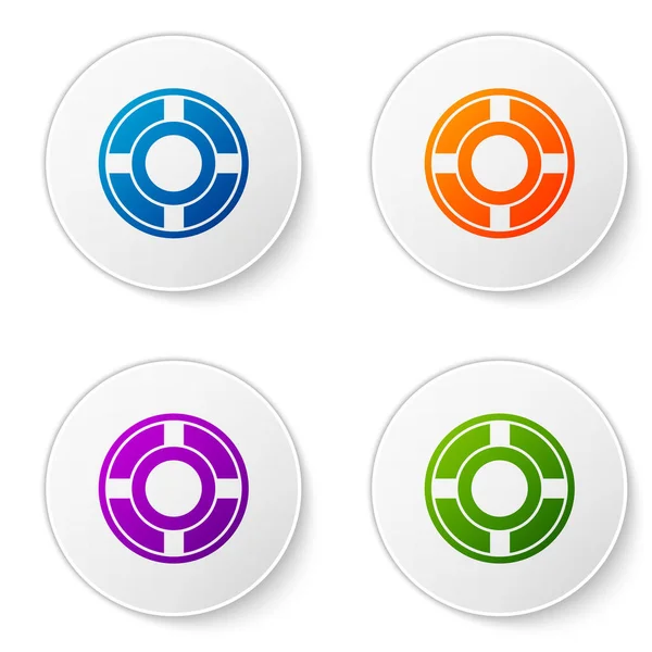 Cenicero Color Aislado Sobre Fondo Blanco Establecer Iconos Botones Círculo — Vector de stock
