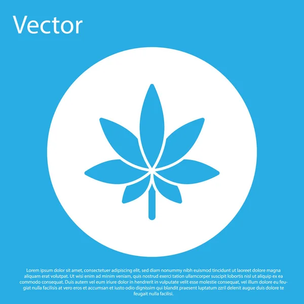 Blaues Medizinisches Marihuana Oder Cannabisblatt Symbol Isoliert Auf Blauem Hintergrund — Stockvektor