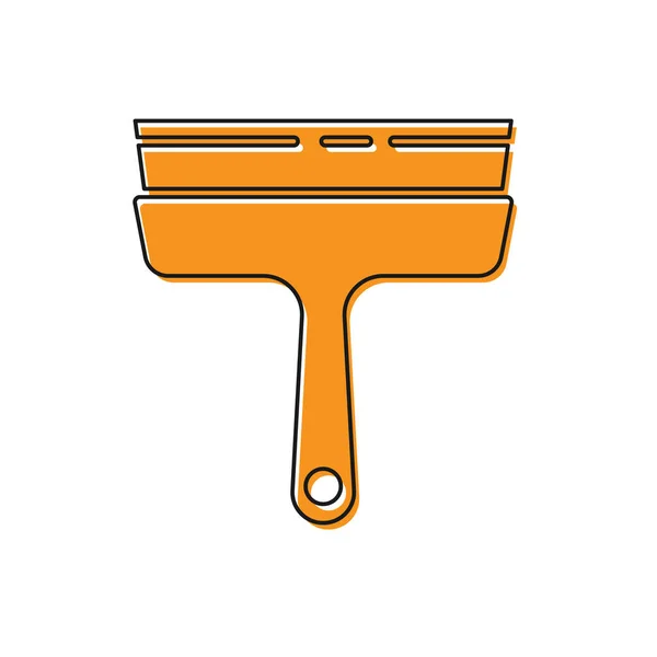 Orange Reinigungsservice Mit Gummireiniger Für Fenster Icon Isoliert Auf Weißem — Stockvektor