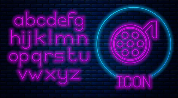 Ragyogó Neon Sebészeti Lámpa Ikon Elszigetelt Téglafal Háttér Neonfény Ábécé — Stock Vector