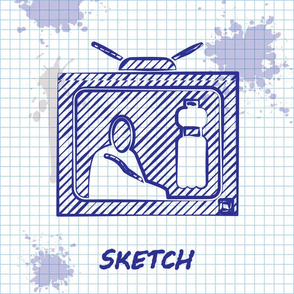 Sketch Line Stop Plastic Pollution Icon Isolated White Background Ecological — ストックベクタ