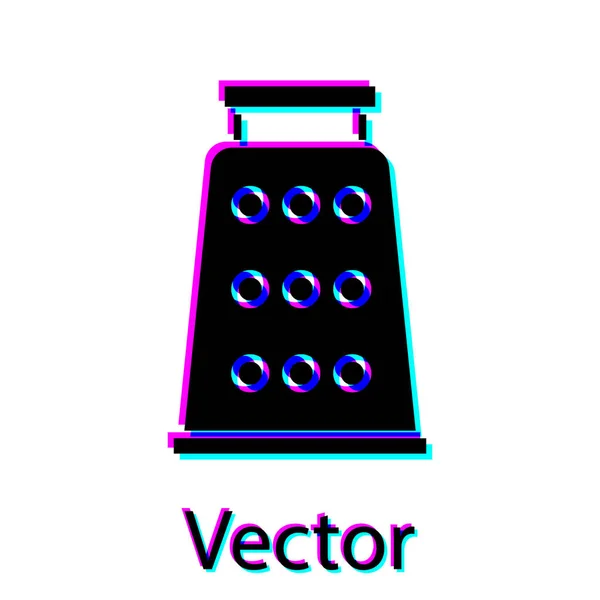 Ikona Černého Grateru Izolována Bílém Pozadí Kuchyňský Symbol Kuchyňské Nádobí — Stockový vektor