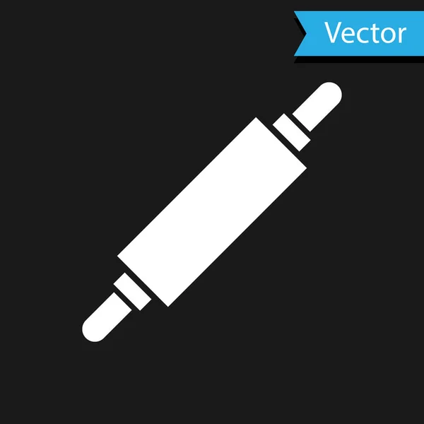 White Rolling Pin Icon Isolated Black Background Vector Illustration — Stock Vector