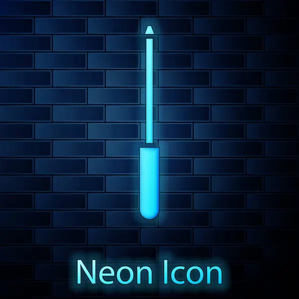 Świecący Neon Nóż Temperówka Ikona Izolowane Tle Cegły Ściany Ilustracja — Wektor stockowy