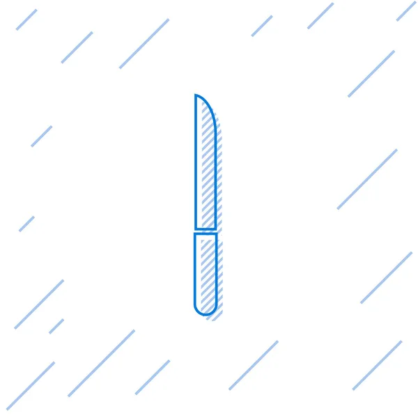 Niebieska Linia Ikona Noża Izolowana Białym Tle Symbol Sztućców Ilustracja — Wektor stockowy