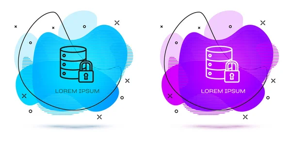Захист Сервера Лінії Закритою Піктограмою Блокування Ізольовано Білому Тлі Безпека — стоковий вектор