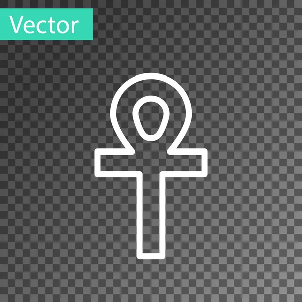 Weiße Linie Kreuz Ankh Symbol Isoliert Auf Transparentem Hintergrund Vektorillustration — Stockvektor