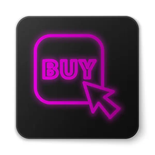 Glowing Neon Line Buy Button Icon Isolated White Background Black — Stock Vector