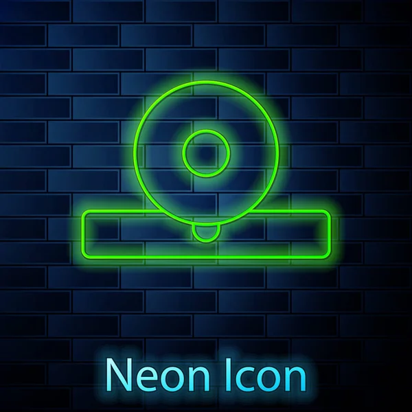 Línea Neón Brillante Icono Reflector Cabeza Olaringológica Aislado Fondo Pared — Vector de stock