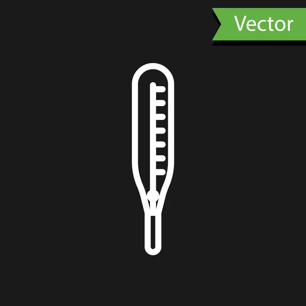 Ligne Blanche Thermomètre Médical Pour Icône Examen Médical Isolé Sur — Image vectorielle