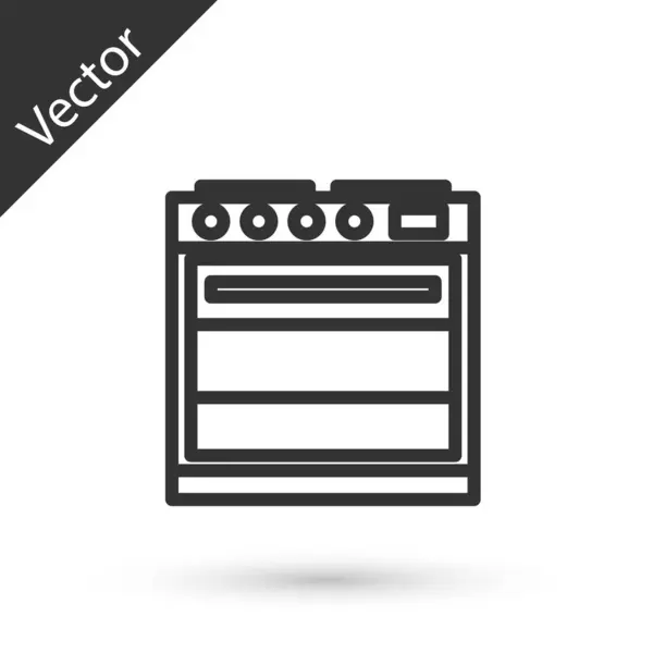 Línea Gris Icono Del Horno Aislado Sobre Fondo Blanco Letrero — Vector de stock