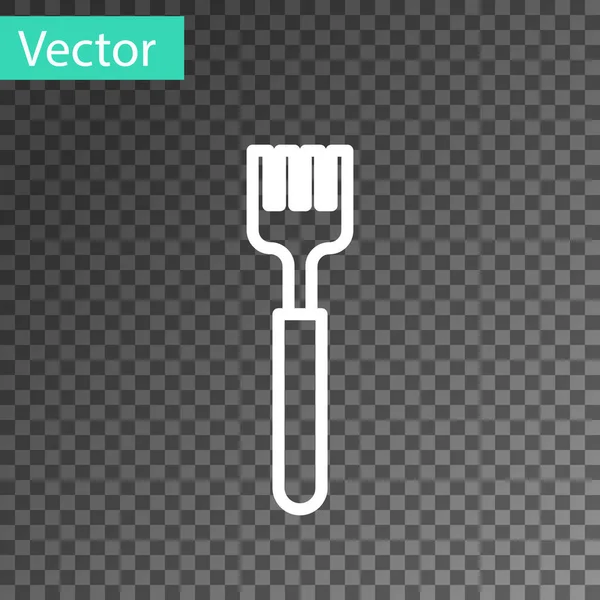 White Line Fork Icon Isolated Transparent Background Cutlery Symbol Vector — Stock Vector