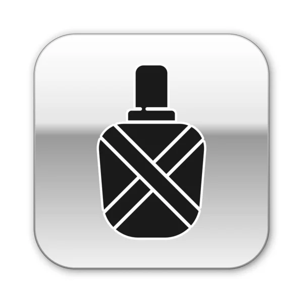Black Canteen Water Bottle Icon Isolated White Background Tourist Flask — Stock Vector