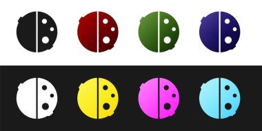 Güneş tutulması simgesini siyah beyaz arkaplanda izole et. Tam sonar tutulması. Vektör İllüstrasyonu.