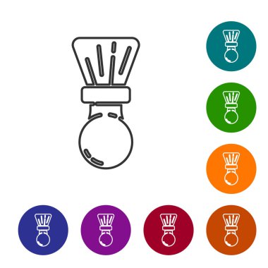 Beyaz arkaplanda siyah çizgi tıraş fırçası simgesi izole edildi. Berber dükkanı sembolü. Simgeleri renk daire düğmelerine ayarla. Vektör İllüstrasyonu.