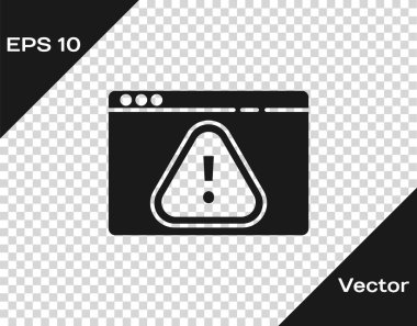 Saydam arkaplanda ünlem işareti simgesine sahip Kara Tarayıcı. Uyarı mesajı akıllı telefon uyarısı. Vektör İllüstrasyonu.