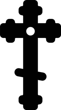 Siyah Hıristiyan haç simgesi beyaz arkaplanda izole edilmiş. Kilise haçı. Vektör İllüstrasyonu.